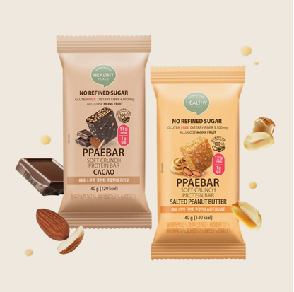 [Olive Young] PPAEBAR Crunch Protein Bar (Cacao / Salted Peanut Butter) 40g 빼바 프로틴바 카카오 피넛버터