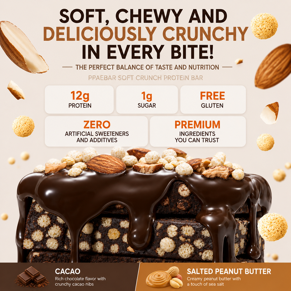[Olive Young] PPAEBAR Crunch Protein Bar (Cacao / Salted Peanut Butter) 40g 빼바 프로틴바 카카오 피넛버터