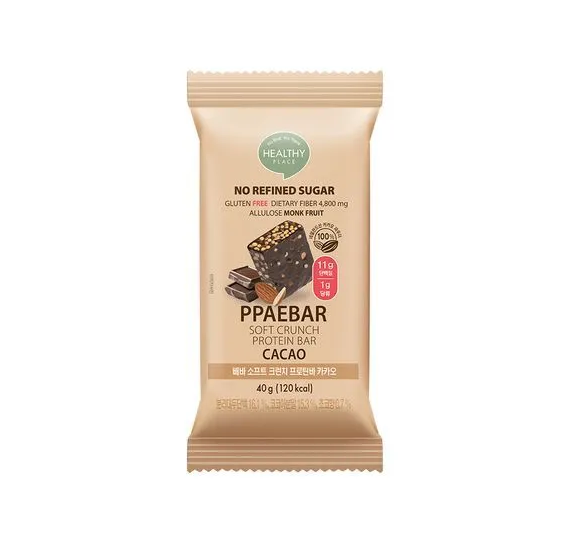 [Olive Young] PPAEBAR Crunch Protein Bar (Cacao / Salted Peanut Butter) 40g 빼바 프로틴바 카카오 피넛버터