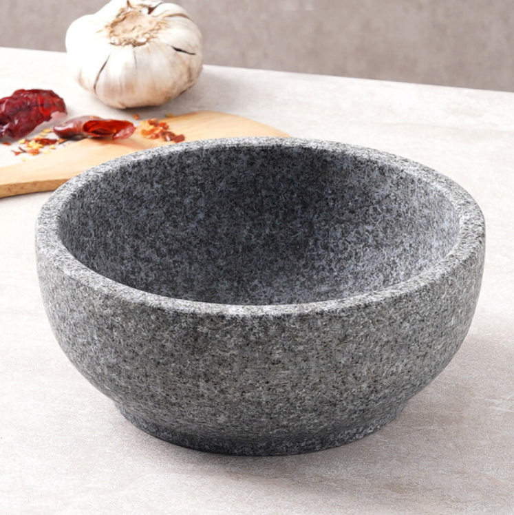 [Oseong] Natural Stone Bibimbap Bowl & Wooden Base (Gopdol Bibim Bowl) 18cm 오성 곱돌비빔기