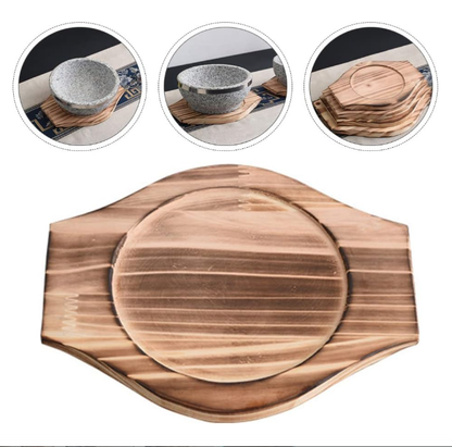 [Oseong] Natural Stone Bibimbap Bowl & Wooden Base (Gopdol Bibim Bowl) 18cm 오성 곱돌비빔기