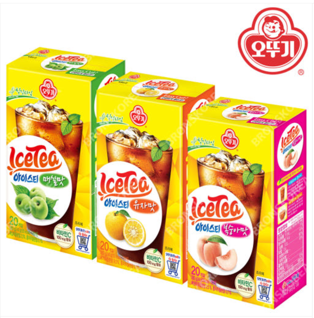 [Ottogi] Ice Tea Stick 20 Sachets – Green Grape / Citron / Peach 오뚜기 아이스티 20포입