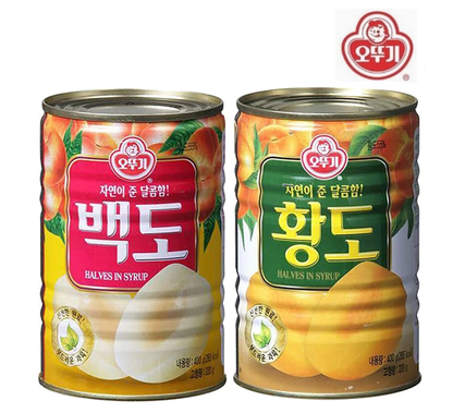 [Ottogi] Yellow / White Peach in Syrup 400g  오뚜기 황도/백도 통조림 / 복숭아 과일 통조림