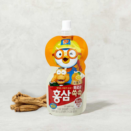 [Paldo] Kids Pororo Pouch Red Ginseng Fruit Drink 100ml 뽀로로 홍삼쑥쑥 사과 포도