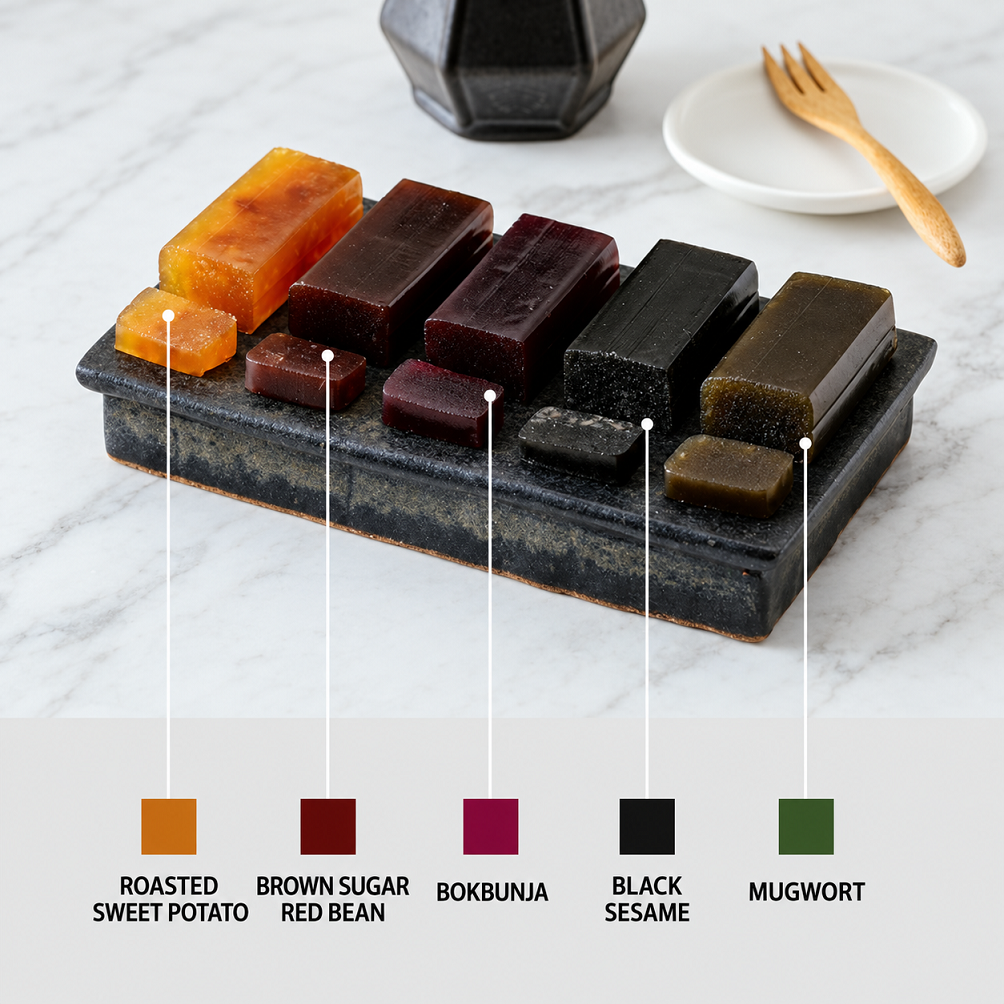 Premium Assorted Yanggaeng Gift, Sweet Red Bean Jelly 225g 대두식품 양갱 1호 흑임자 흑당팥 군고구마