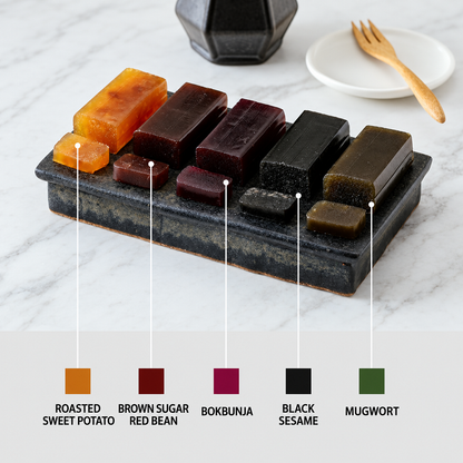 Premium Assorted Yanggaeng Gift, Sweet Red Bean Jelly 225g 대두식품 양갱 1호 흑임자 흑당팥 군고구마