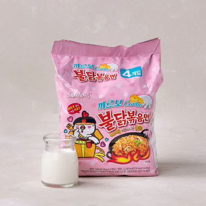 [Samyang] Carbonara Buldak Stir-Fried Noodle pack 130gx4p 삼양 까르보 불닭 볶음면