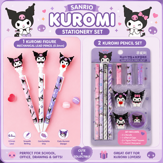 [Sanrio] Kuromi Stationery Set (Mechanical Pencil / Pencil Set) 산리오 쿠로미 문구 컬렉션