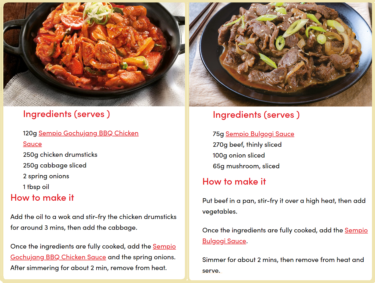 [Sempio] Ready-to-Cook Pouch Sauce (6 Types)  샘표 간편 조리 파우치  양념 소스