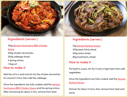 [Sempio] Ready-to-Cook Pouch Sauce (6 Types)  샘표 간편 조리 파우치  양념 소스