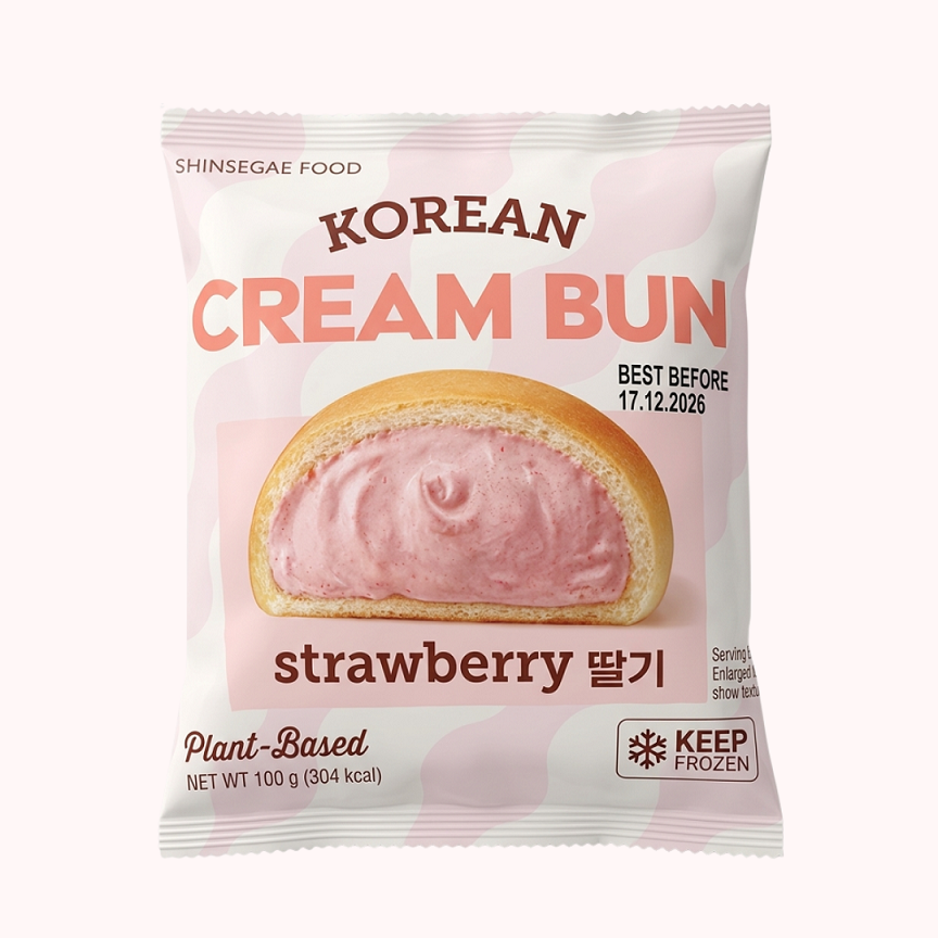 Shinsegae Korean Cream Bun (Frozen) 100g  신세계 크림번 (초코 / 딸기 / 오리지널)