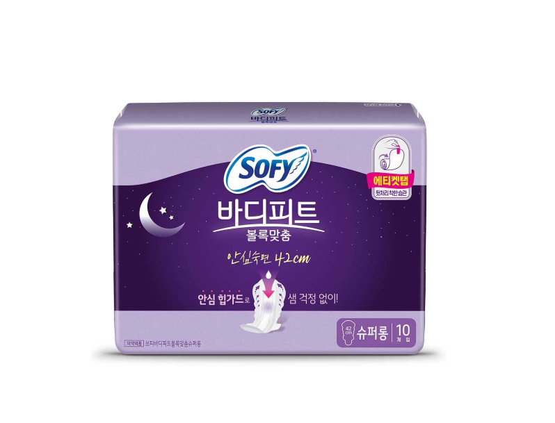 [Sofy] Bodyfit Overnight Super Long Sanitary Pads with Wings 42cm  쏘피 바디피트 볼록맞춤 생리대 날개형 42cm 오버나이트
