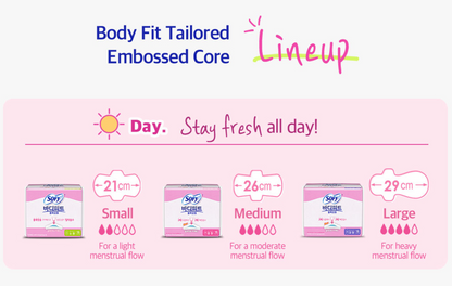 [Sofy] Bodyfit Sanitary Pads with Wings 16P (26cm/29cm) 쏘피 바디피트 볼록맞춤 생리대 날개형