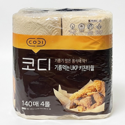 [Ssangyong] Codi UKP 3-Ply Kitchen Towel 140 Sheets × 4 Rolls 쌍용 코디 키친타월 140매
