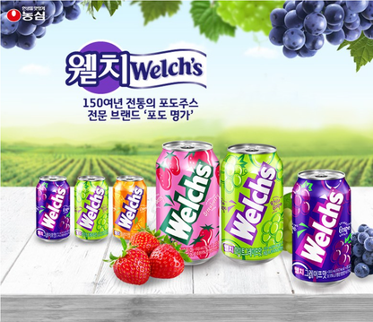 [Nongshim] Whelch's Soda Drink (Grape, Cherry Strawberry, White Grape) 355ml 웰치스 소다 음료