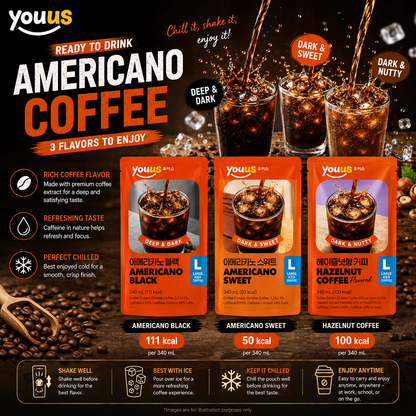 [GS25 YOUUS] Americano Coffee (Black/Sweet/Hazelnut) 340ml  아메리카노