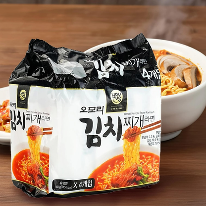 [GS25 YOUUS] Omori Kimchi Stew Ramen 160g x 4  유어스 오모리 김치찌개라면